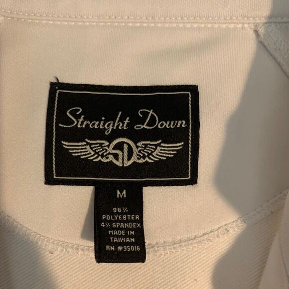 Straight Down Jacket Womens M Medium White Full Zip Pockets *M Logo Embroidered - Picture 12 of 15